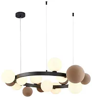 Люстра подвесная Berta WE237.15.003 Wertmark коричневая белая на 9 ламп, основание чёрное в стиле современный молекула шар Люстра подвесная Berta WE237.15.003 Wertmark коричневая белая на 9 ламп, основание чёрное в стиле современный молекула шар